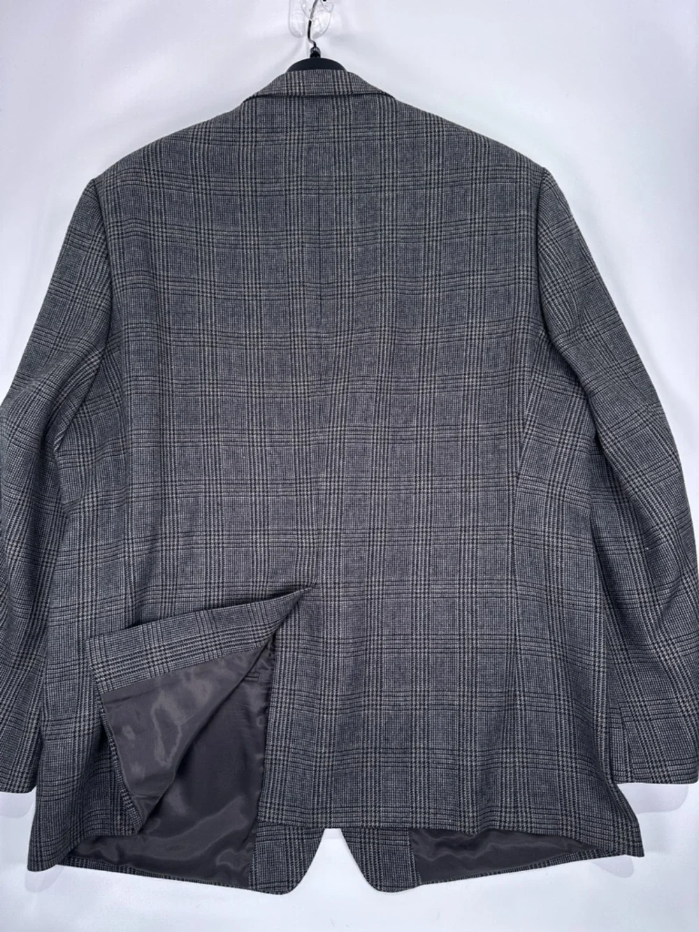 Lauren Ralph Lauren Blazer Two Button Double Vent Wool Plaid Grey 48L